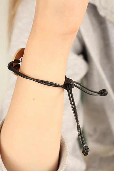 merland benvecocuk Hope (Hopeful) Black Leather String Unisex Mood Bracelet - Lisinya