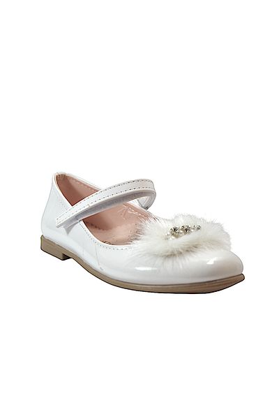 Onlo Ayakkabı Onlo Shoes Ty.7180 White Velcro Stone Girl's Ballerina Shoes