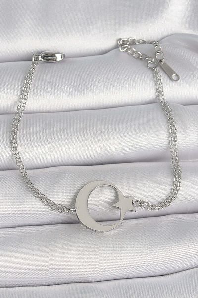 merland benvecocuk 316L Steel Silver Color Moon Star Model Women's Bracelet - Lisinya