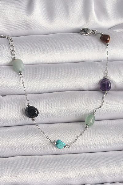 merland benvecocuk 316L Steel Silver Color Chain Color Natural Stone Model Women's Bracelet - Lisinya