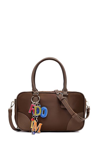 Derimod Women's Brown Long Strap Accessory Detailed Fabric Shoulder Bag 25Sbd27776F