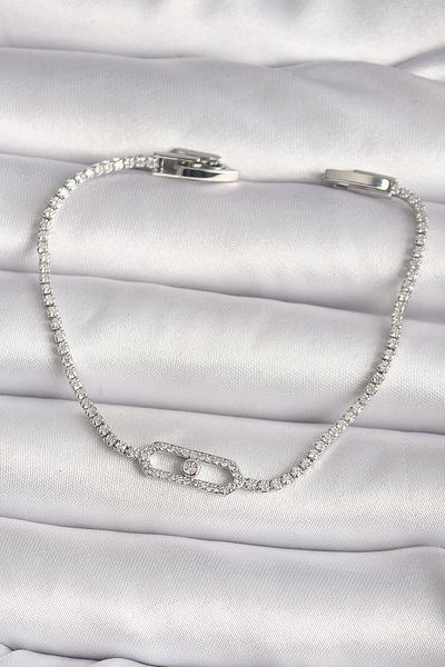 merland benvecocuk Brass Silver Color Zircon Stone Messika Model Women's Bracelet - Lisinya