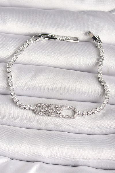 merland benvecocuk Brass Silver Color Waterway Zircon Stone Messika Model Women's Bracelet - Lisinya