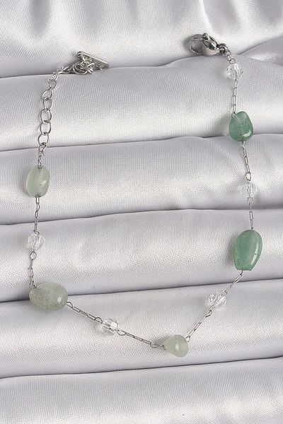 merland benvecocuk 316L Steel Silver Color Chain Green Natural Stone Women's Bracelet - Lisinya