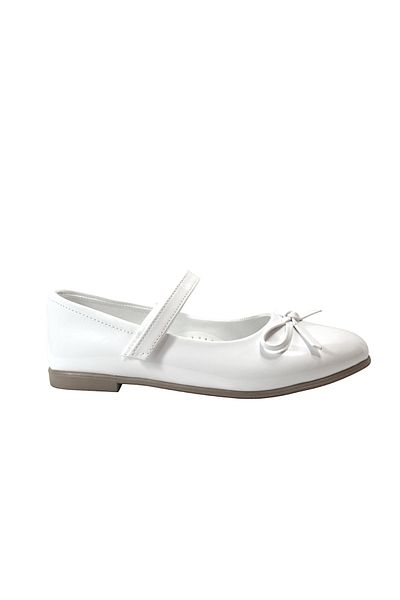 Onlo Ayakkabı Onlo Shoes Ty.7187 White Shiny Velcro Orthopedic Girls' Ballerina Shoes