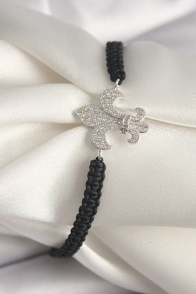 merland benvecocuk Brass Silver Color Zircon Stone Lily Figure Asanrsörlü Macrame Model Women's Bracelet - Lisinya