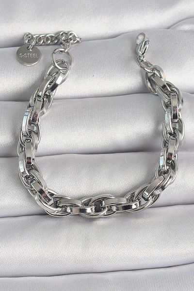 merland benvecocuk 316L Steel Silver Color Thick Chain Model Women's Bracelet - Lisinya