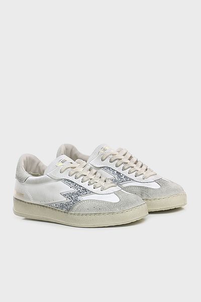 moaconcept Leather Logo Glitter and Suede Detailed Vintage Sneaker Shoes Shoes Mg630Co