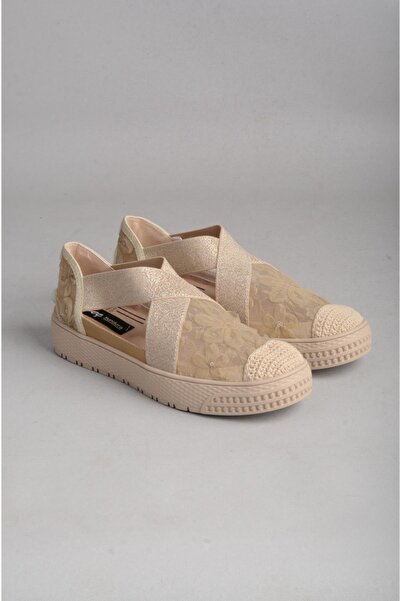 SEÇ KUNDURA SEÇ B227 HASIR KADIN SPOR AYAKKABI KREM