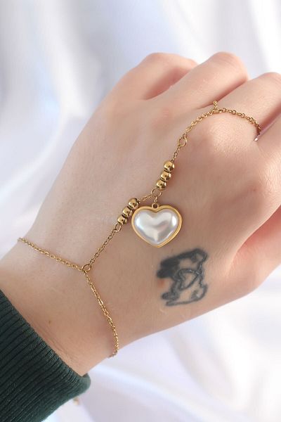merland benvecocuk 316L Steel Gold Color White Bubble Heart Design Şahmeran - Lisinya