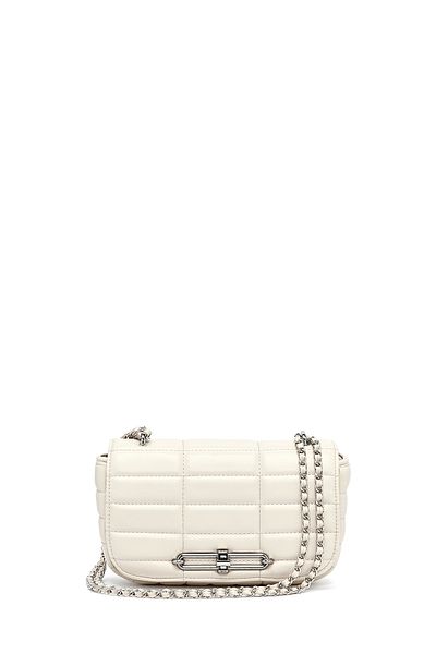 Derimod Women's Cream Long Strap Quilted Mini Crossbody Bag 25Sbd2531Kp