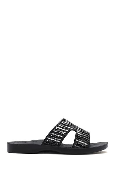 Derimod Women's Black Straw Slippers 25Sfe4636M7