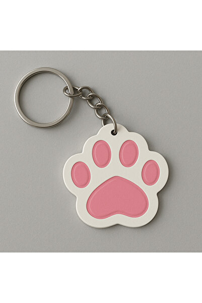 Mizaku سلسلة مفاتيح على شكل مخلب قطة من نيكو ميست (وردي - أبيض)
