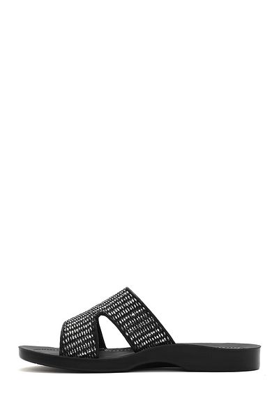 Derimod Women's Black Straw Slippers 25Sfe4636M7