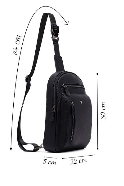 Derimod Men's Black Leather Crossbody Bag 25Sbd3532Ft