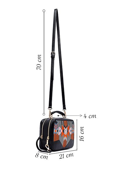 Derimod Women's Black Printed Long Strap Crossbody Bag 25Sbd262426
