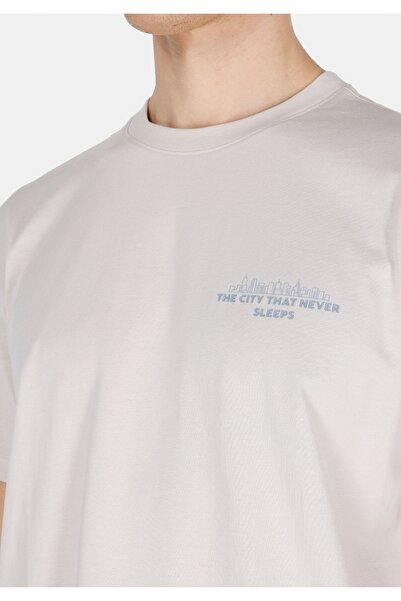 Colin's Мъжка сива тениска с къс ръкав, удобна за носене, с обло деколте