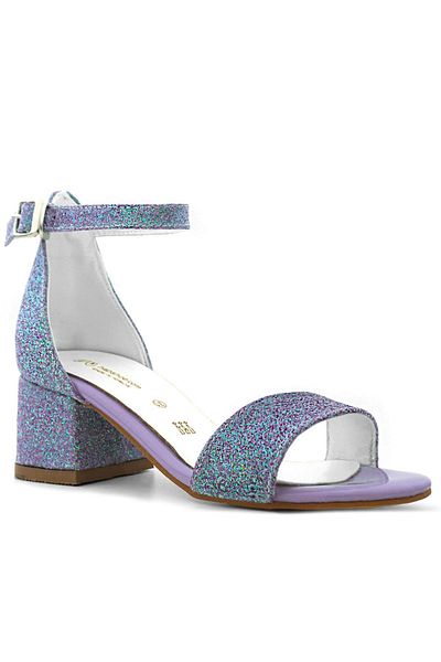 hapshoe Lilo Glittered Purple Single Strap Pantofi de seară cu toc pentru fete