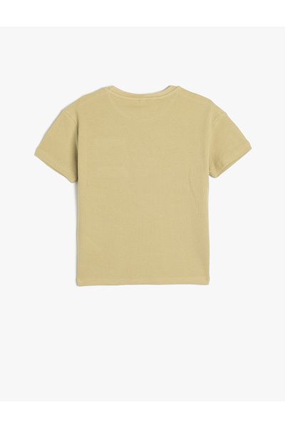 Koton New Season Oversize Basic T-Shirt Short Sleeve Crew Neck Textured Pocket Detailed Cotton