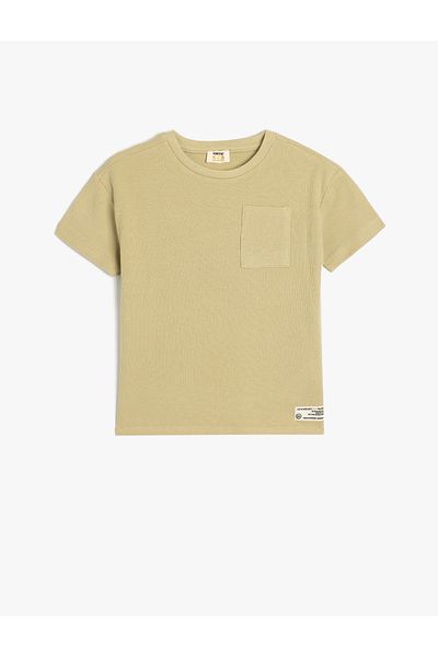Koton New Season Oversize Basic T-Shirt Short Sleeve Crew Neck Textured Pocket Detailed Cotton