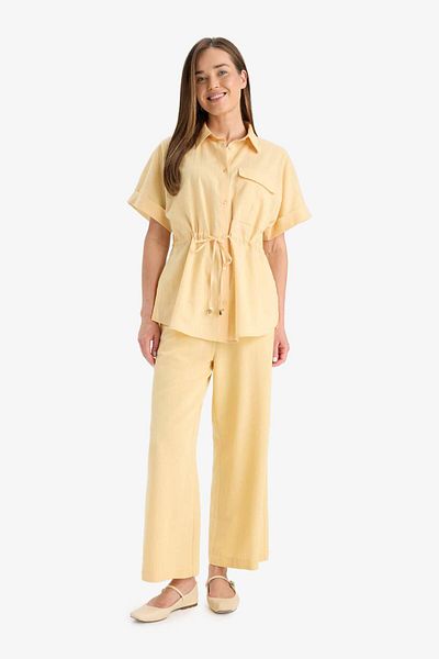 DeFacto Regular Fit Lace-Up Flared Cotton Short Sleeve Shirt F3416Ax25Hs
