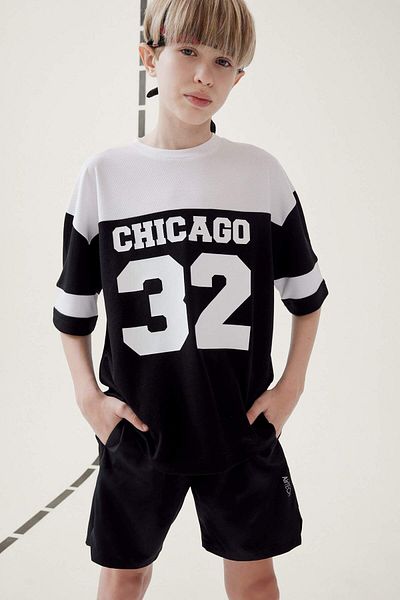 DeFacto Boy's Oversize Wide Fit Crew Neck Printed Color Block Short Sleeve T-Shirt F2414A825Hs