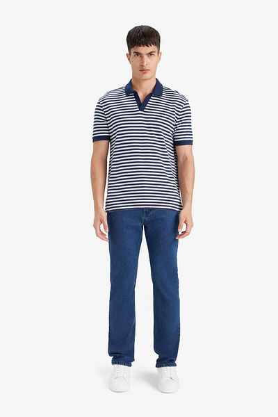 DeFacto Regular Fit Polokragen Kurzarm Gestreiftes T-Shirt E2620ax25sm