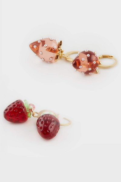 DeFacto Women's 2-Piece Strawberry Earrings F0868Axns
