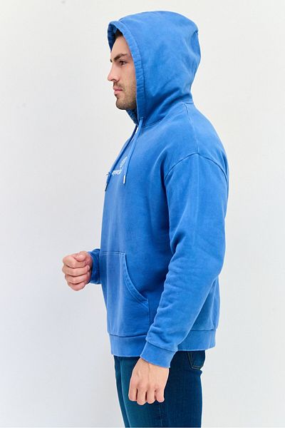 Asos Design Men Graphic Print Long Sleeves Hoodie, Blue