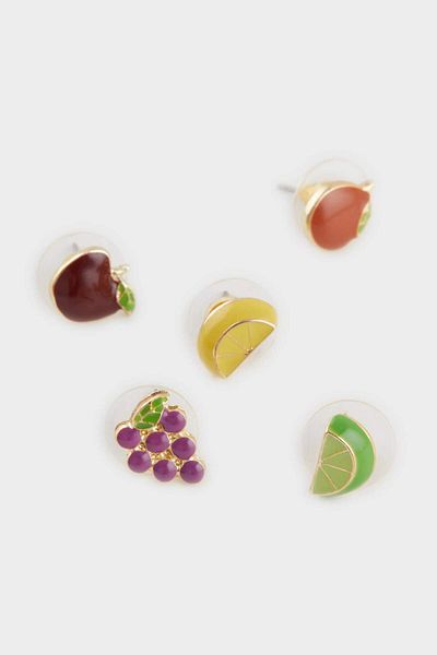DeFacto Women's 5-Piece Fruit Earrings F0867Axns