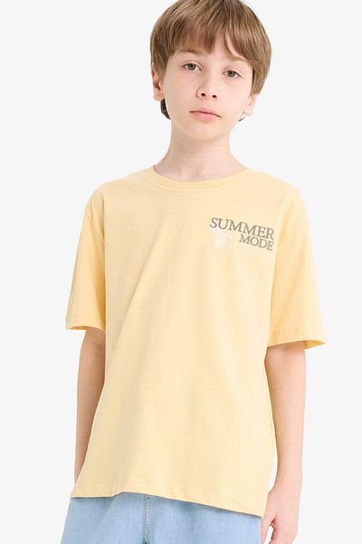 DeFacto Boy's Crew Neck Printed Short Sleeve T-Shirt E8455A825Hs