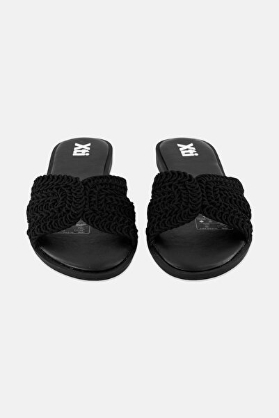 XTI Women Slip On Leather Sandals, Black