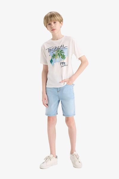 DeFacto Tricou cu mânecă scurtă imprimat cu gât crew pentru băiat E8456a825hs