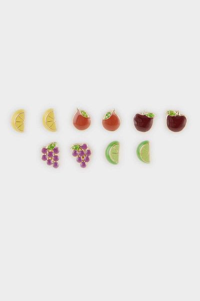 DeFacto Women's 5-Piece Fruit Earrings F0867Axns