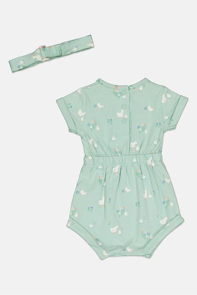 MOTHERCARE Toddlers Girl 2 Pieces Allover Print Bodysuit And Headband Set, Multicolor