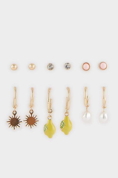DeFacto Women's 6-Piece Gold Earrings F0860Axns