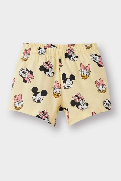 DeFacto Baby Girl Disney Mickey & Minnie Pajamas Set Short Sleeve Combed Cotton Flexible Waisted Shorts E4652A525Hs
