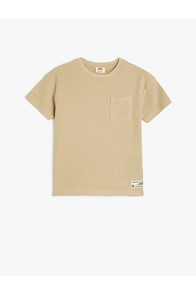 Koton New Season Oversize Basic T-Shirt Short Sleeve Crew Neck Textured Pocket Detailed Cotton