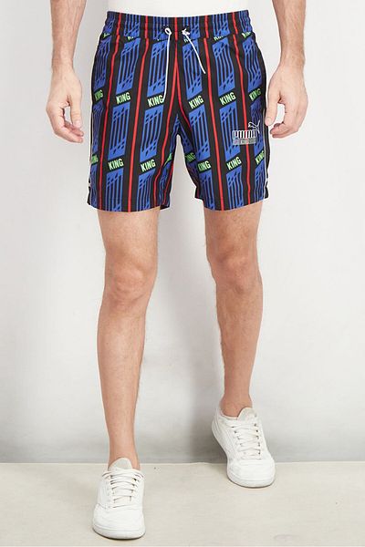 Puma Men Sports Fit Training Shorts, Blue and Black Combo