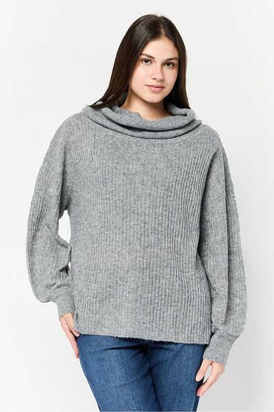 Esprit Women Turtle Neck Knitted Sweater, Grey