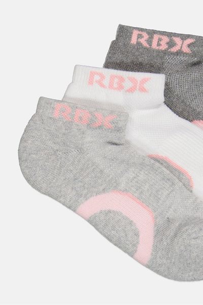 RBX Kids Girl 3 Pairs Brand Logo Ankle Socks, Multicolor