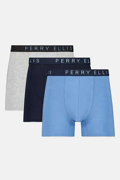 Perry Ellis بوكسر رجالي بشعار العلامة التجارية، 3 قطع، متعدد الألوان