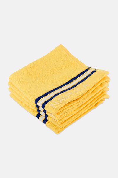 Nautica 4 Piece Striped Face Towel, Yellow