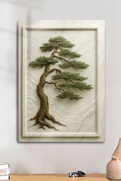 DekorHane Tablou de copac cu aspect în relief 3D din metal, decorare pentru biroul de acasă