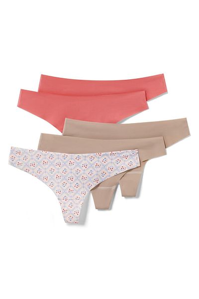 Tchibo Women 5 Pieces Plain And Printed Panty, Beige
