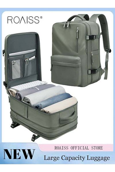 ROAISS High Capacity Business Travel Backpack Expandable Luggage Bag