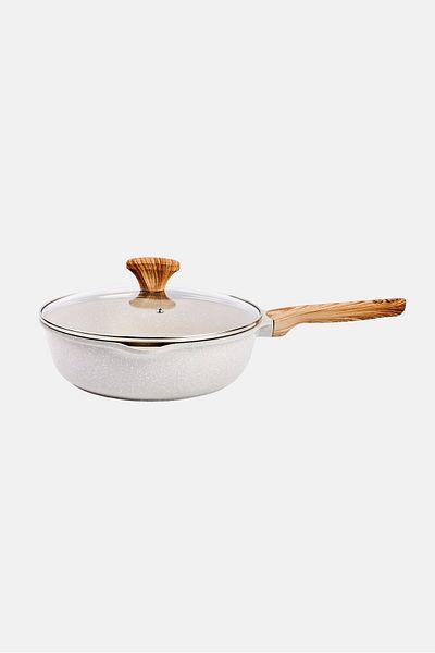 Kathy Ireland Cast Aluminum Non Stick Deep Fry Pan, Light Grey