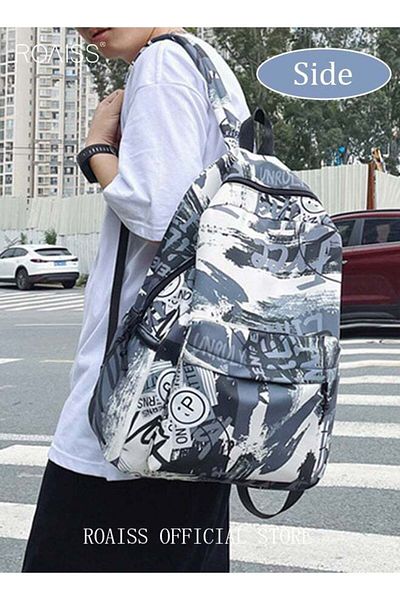 ROAISS Trendy Graffiti Style Backpack