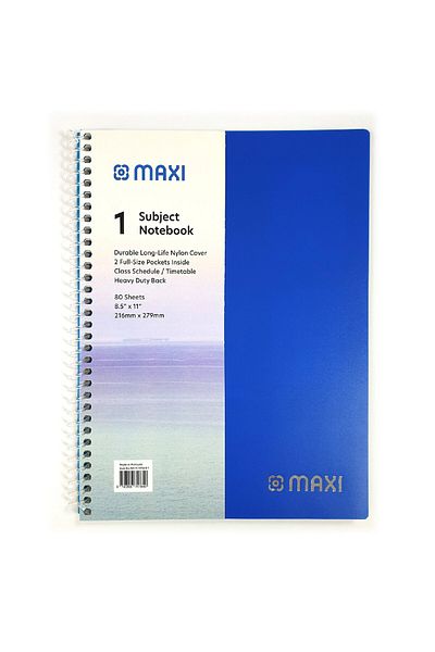 MAXİ Maxi Spiral Polypropylene 1 Subject Notebook, 11 inch X 8.5 inch, 80 Sheets