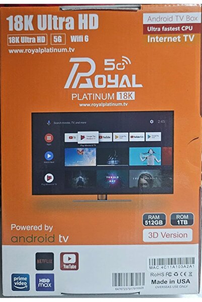 Generic Royal Platinum TV Box Ultimate with 1 year subscription, Live Sports Movies & Series